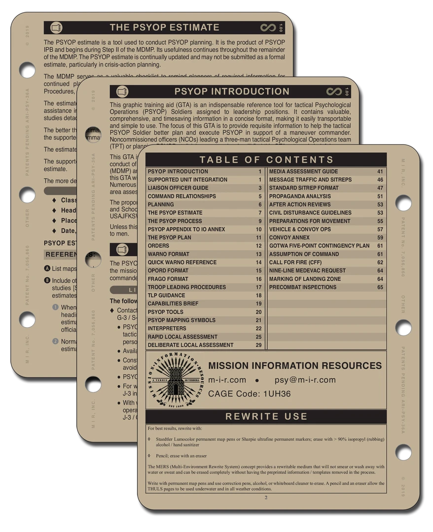 Mission Information Resources, Inc PSYOPS LEADERS PLANNING GUIDE Tactical 4 Mission Information Resources, Inc PSYOPS LEADERS PLANNING GUIDE Tactical