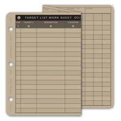 Mission Information Resources, Inc Tactical Target List/Scheduling Worksheet Z-Fold